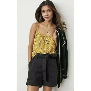 CAbi 5735 Couple Cami Tank Top Yellow Floral Leopard Print Blouse Size Medium